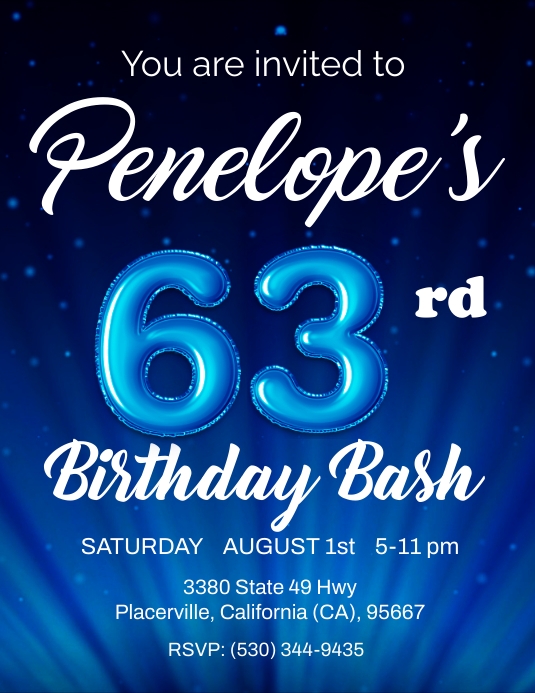 63rd birthday Template | PosterMyWall