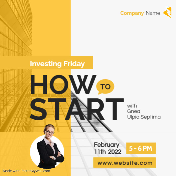 Minimal webinar or podcast yellow and white c