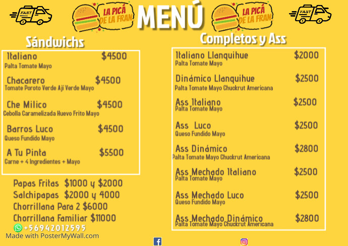 Copy of Copia de Lockdown Menu Template | PosterMyWall
