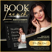 Modern Author Book Launch Black & Gold Advertisement Template Instagram Post