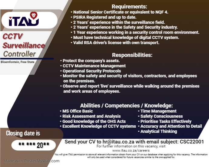 CCTV Surveillance Controller - CSC | PosterMyWall