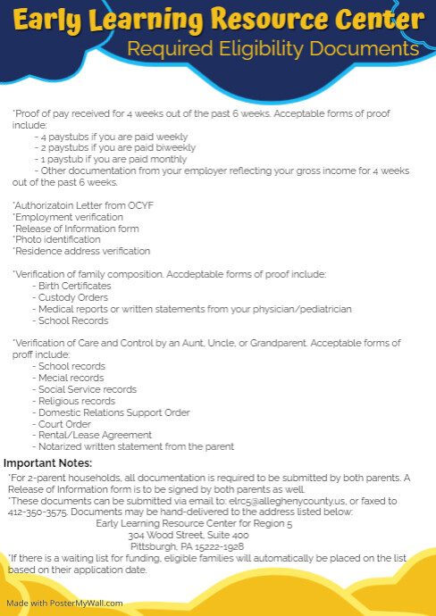 ELRC Required Eligibility Documents PosterMyWall