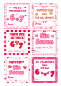 67 Slang Valentine Cards for Kids A4 template