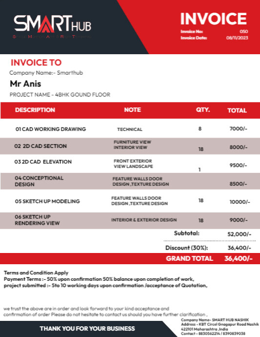 Copy of Red Design Sales Invoice | PosterMyWall