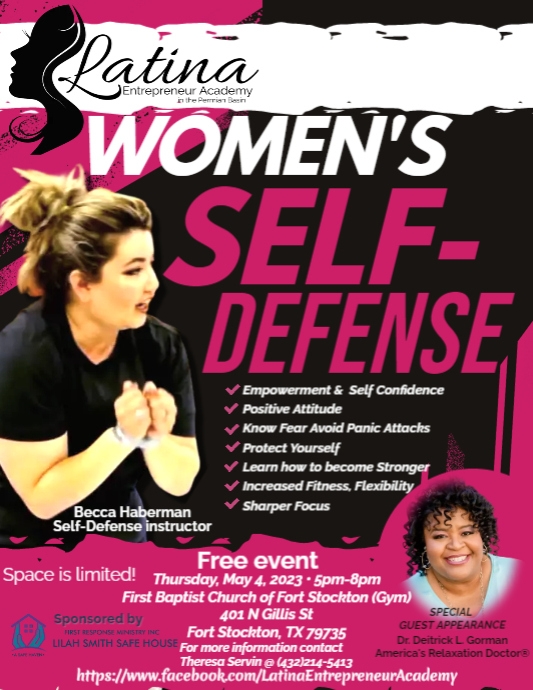 Women's Self Defense Flyer Ft Stockton TODAY template