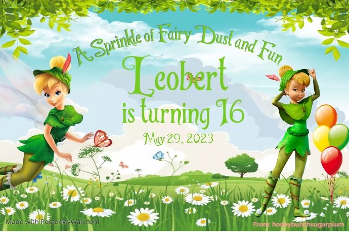 Tinkerbell Birthday Tarpaulin Cartaz template