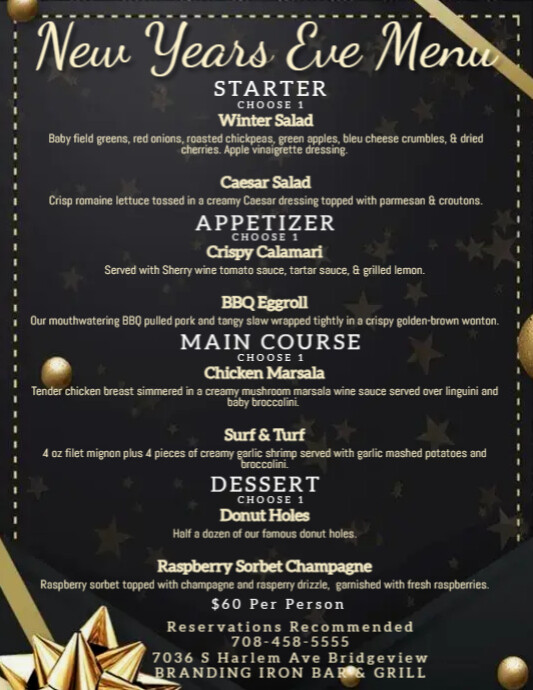 NEW YEARS DAY DINNER Menu TEMPLATE PosterMyWall new-years-day-dinner-menu-template-postermywall