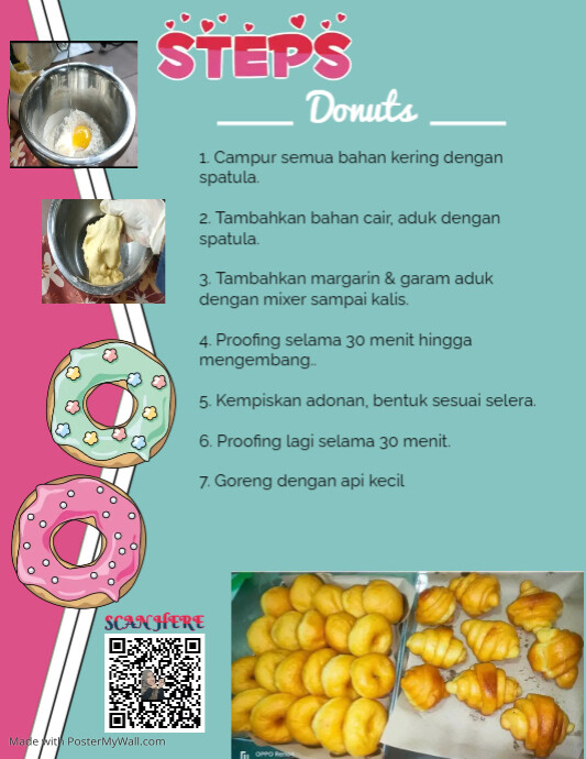 Green and Pink Donut and Bagel Menu Template | PosterMyWall