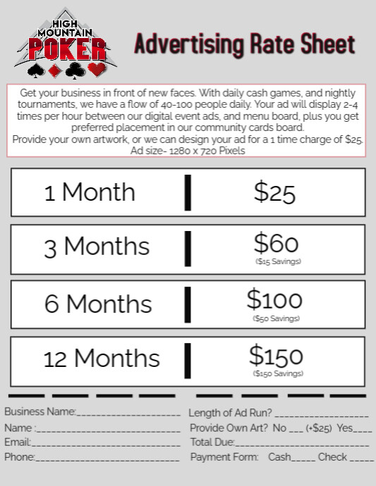 Sample Ad Rates Ad Rate Sheet | PosterMyWall