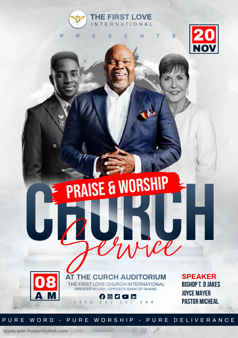 Praise and Worship Church Flyer Template