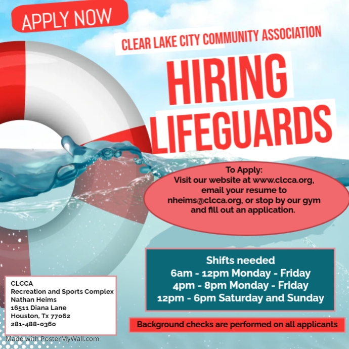 Lifeguard Job Posting Example Hiring Lifeguards poster' | PosterMyWall