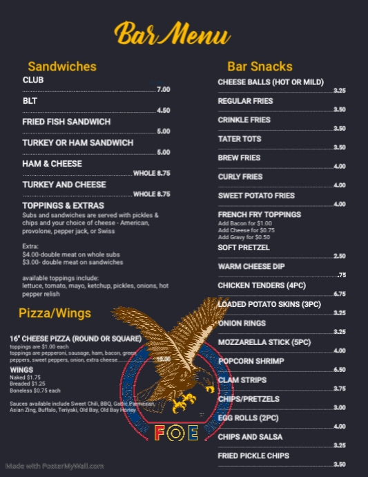 Copy of FOE Menu 2 | PosterMyWall