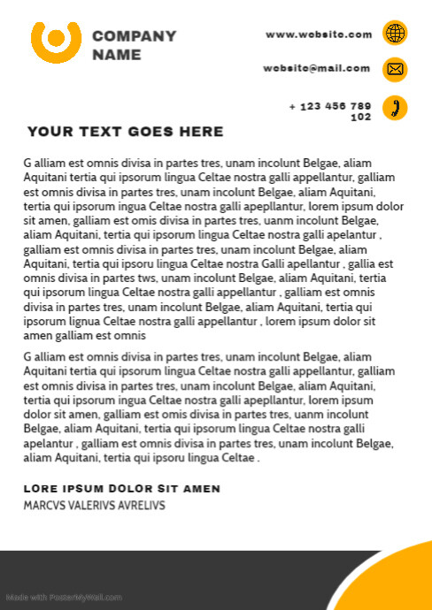 grey and yellow orange corporate letterhead d