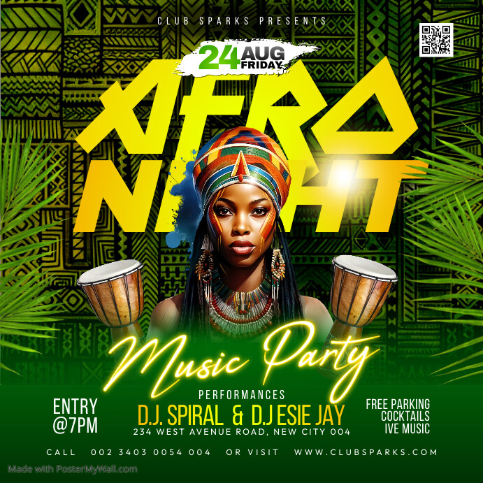 Afro beat party flyer template