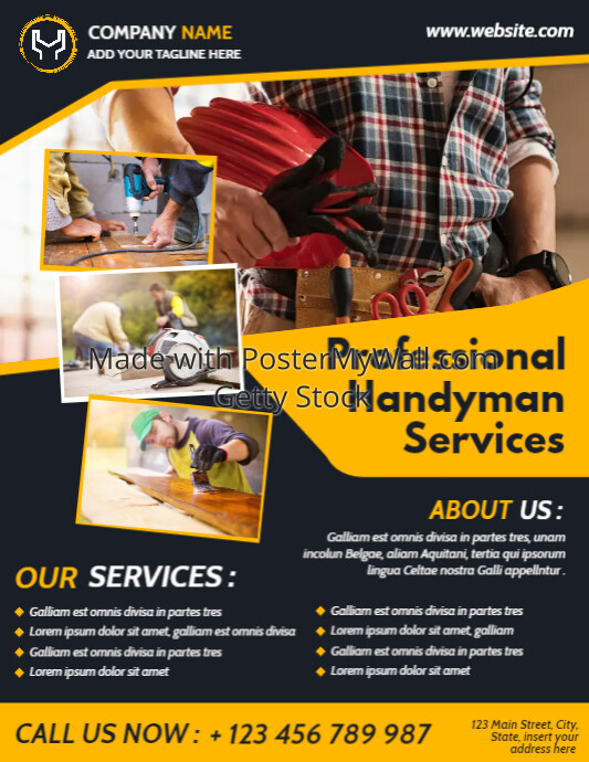 professional handyman services yellow and dar