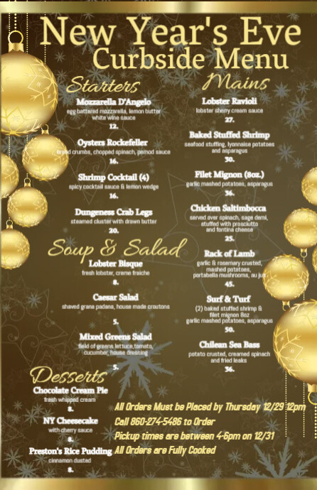 Image 9 for New Years Eve Menu Template