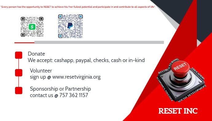Back of RESET business card | PosterMyWall