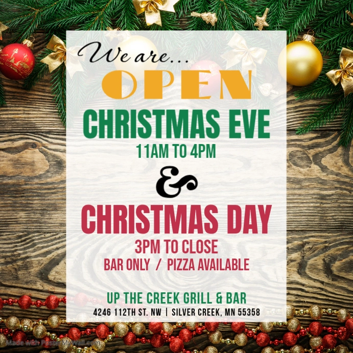 Merry Christmas opening hours sign Instagram Post template