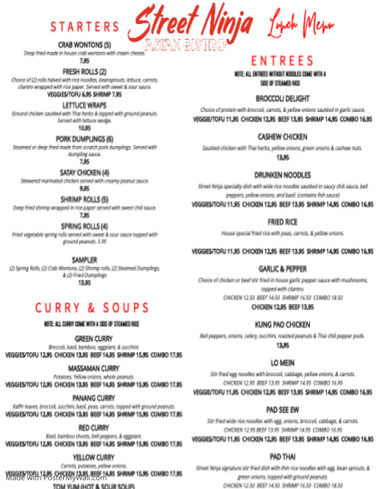 Lunch Menu PosterMyWall