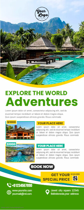 Roll Up Banner Template for Tour and Travel