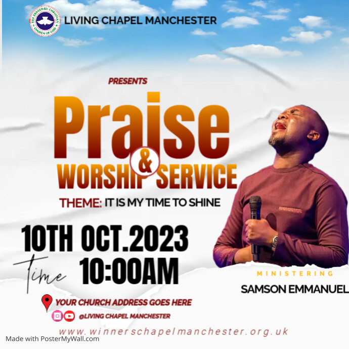 Praise and worship service Instagram Post template