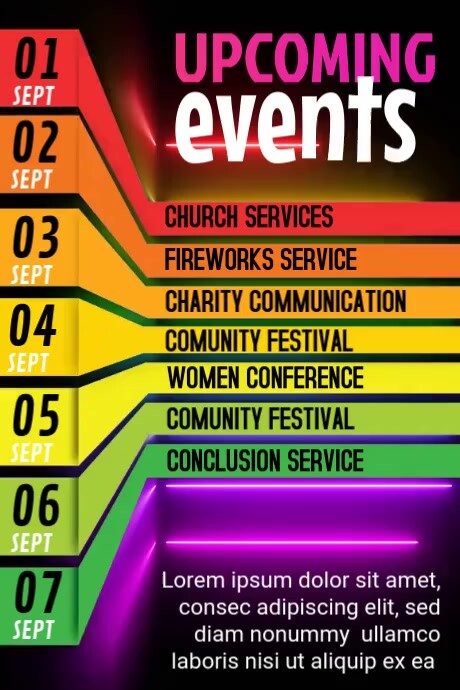 Seven Event Programming 7 DAY EVENTS FLIER Template | PosterMyWall