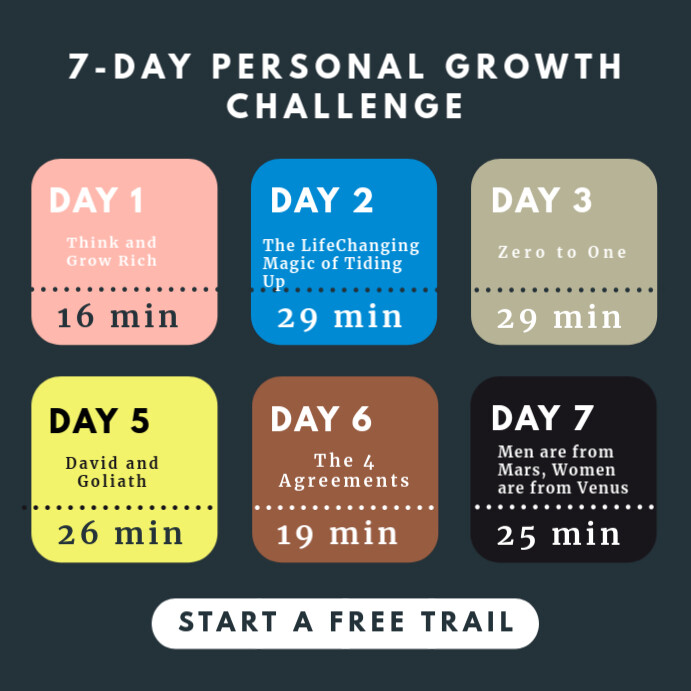 7 Day Personal Growth Challenge Template | PosterMyWall
