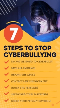 7 Steps to stop Cyberbullying Infographic Instagram Story template