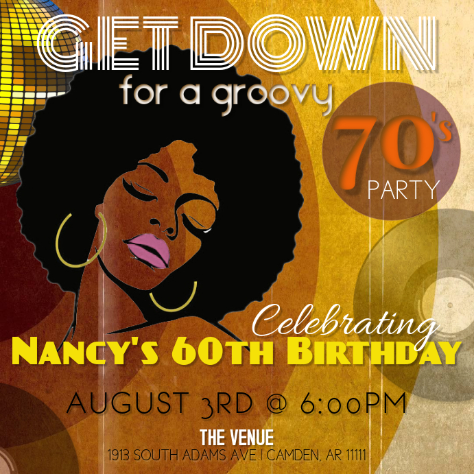 70s Birthday Party Publicação no Instagram template