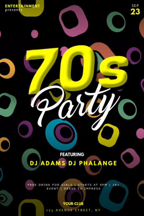70s Party Flyer Template Postermywall