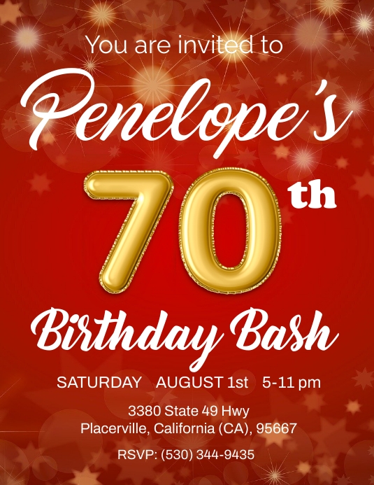 70th bday Flyer (US-Letter) template
