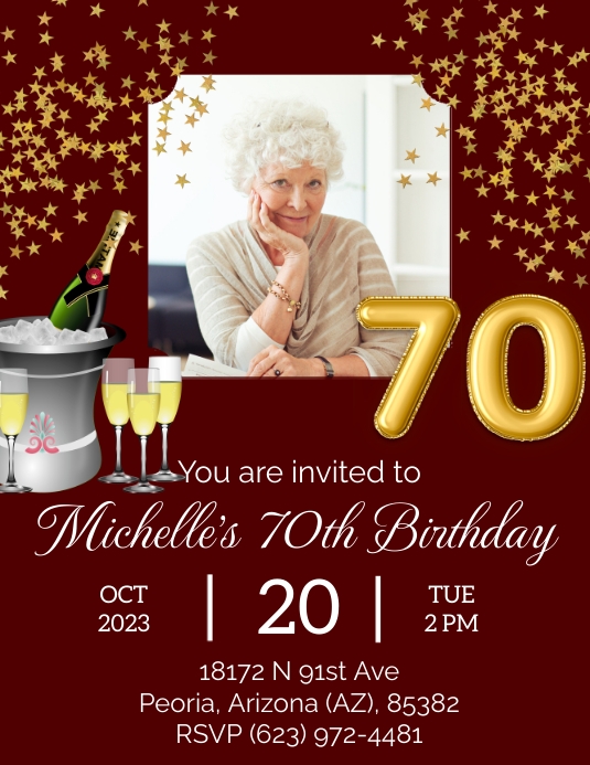 70th birthday invitation Flyer (US Letter) template
