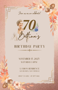 70th Birthday Party Invitation Template Halv side bred