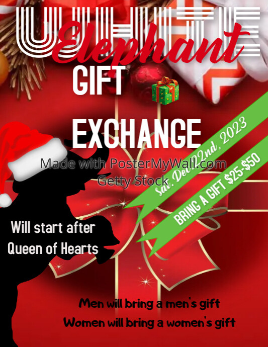 White Elephant Gift Exchange Flyer Invitation template