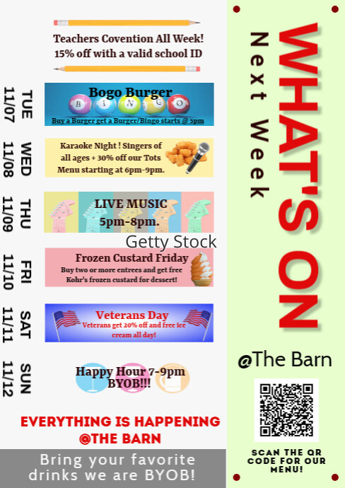 what's on this week pub calendar template des (2) | PosterMyWall