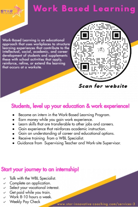Work Based Learning Flyer Poster template