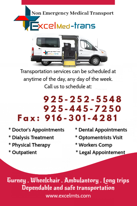 Modern Non-emergency Transport Flyer Poster template