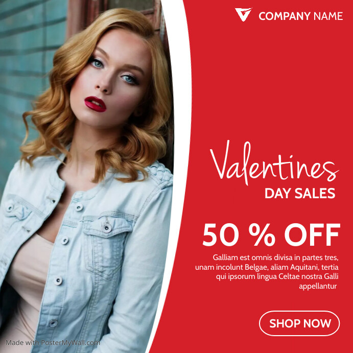 valentines day sales 50% off advertisement