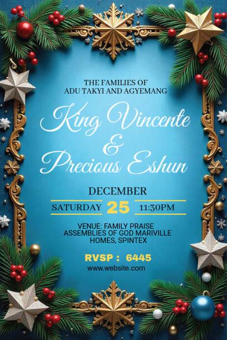 Christmas Wedding Invitation Pinterest Graphic template