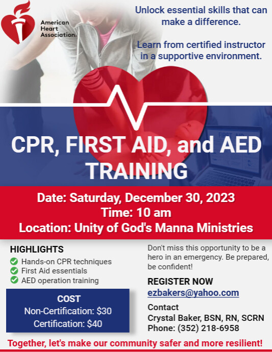 Copy of CPR & First Aid Training Center Flyer PosterMyWall