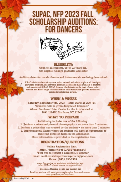 SUPAC 2023 Fall Audition Opportunity | PosterMyWall