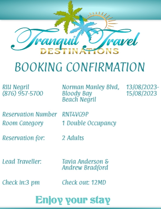 RESERVATION for Tavia Anderson | PosterMyWall
