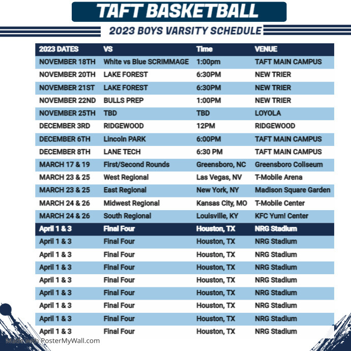March Madness Match Schedule Template | PosterMyWall
