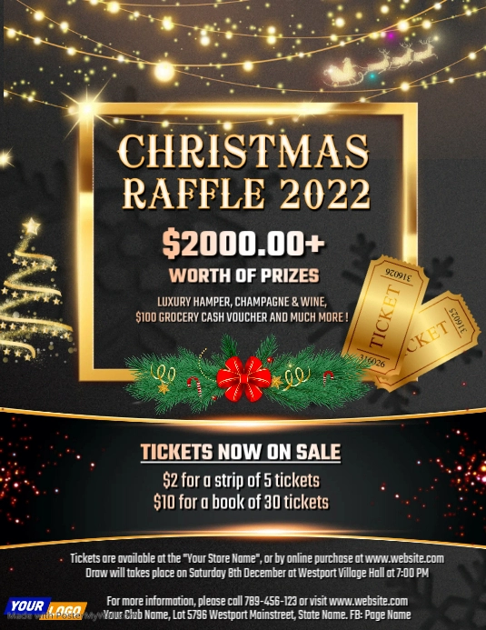 Copy of Black Gold Christmas Raffle Flyer Design | PosterMyWall