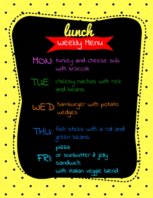 Copy of Cafetaria Weekly Menu Flyer | PosterMyWall