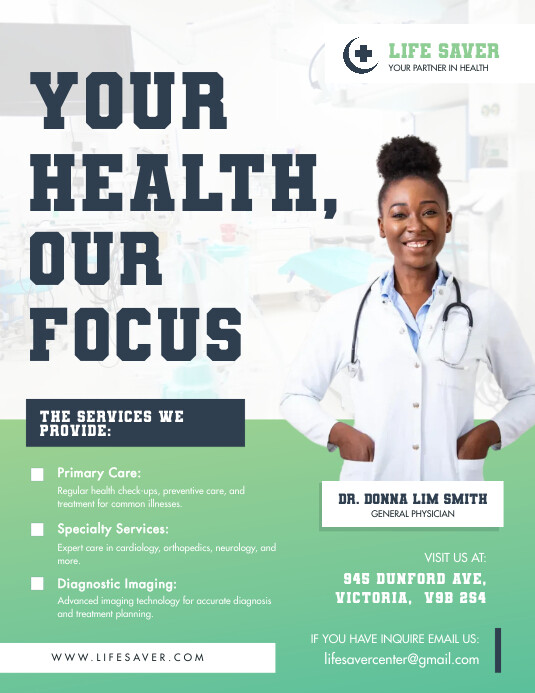 Health Center Poster Flyer (US Letter) template