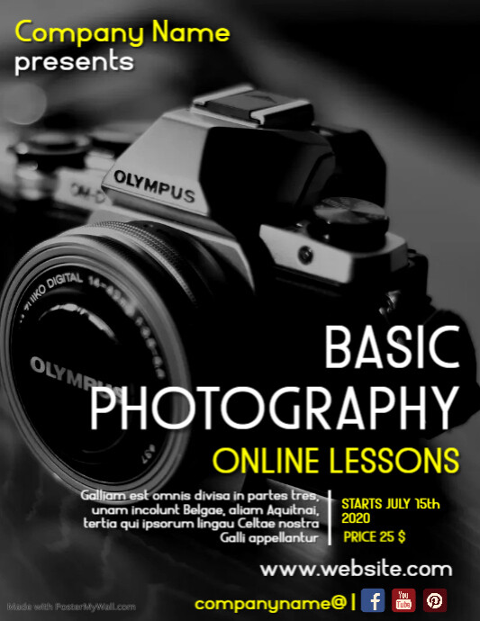 photography online lessons design template fl