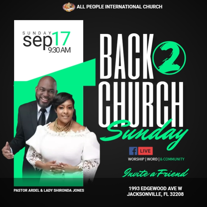 BACK TO CHURCH SUNDAY VIDEO FLYER Instagram Post template