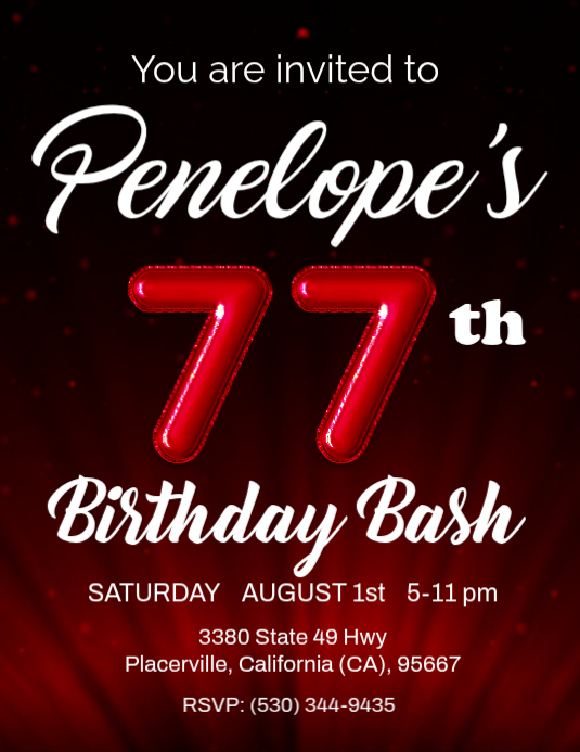 77th birthday Template | PosterMyWall