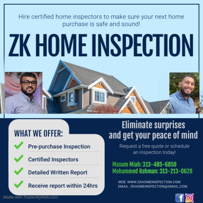 Copy of Copy of Blue Home Inspecction Ad Instagram Image | PosterMyWall